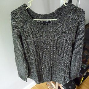 CALVIN KLEIN JEANS TRENDY women's black and silver crew neck sweater siz…